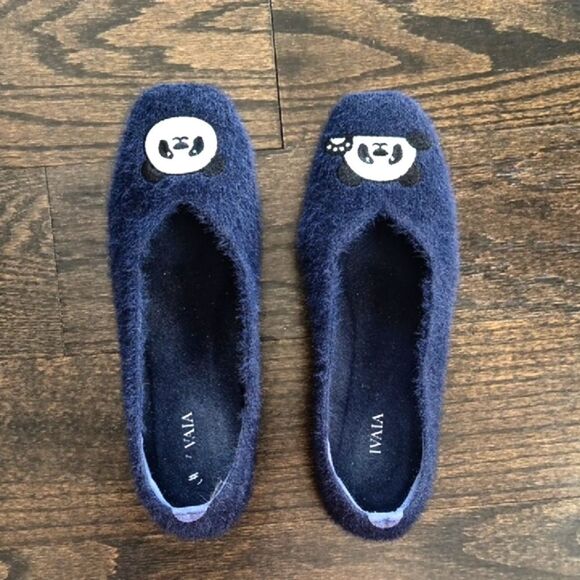 🐼Women's Navy Panda Flats - Picture 1 of 6